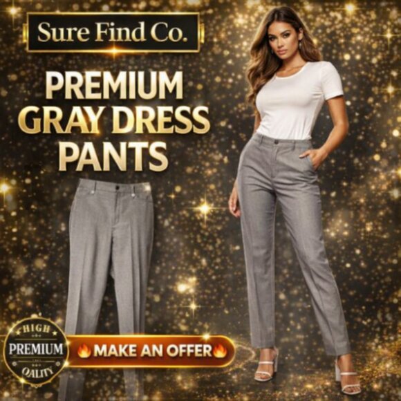 CJ Banks Pants - Christopher & Banks Vintage Gray and Black Herringbone Dress Pants Women's Sz 4